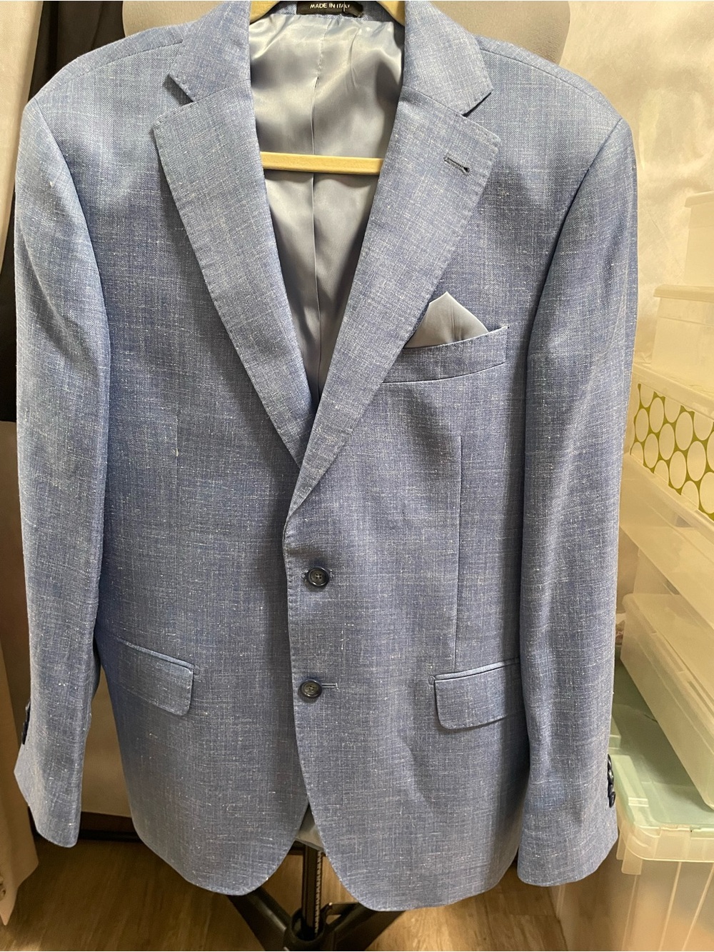 Italian Made Light Blue Men's Two-Button Blazer